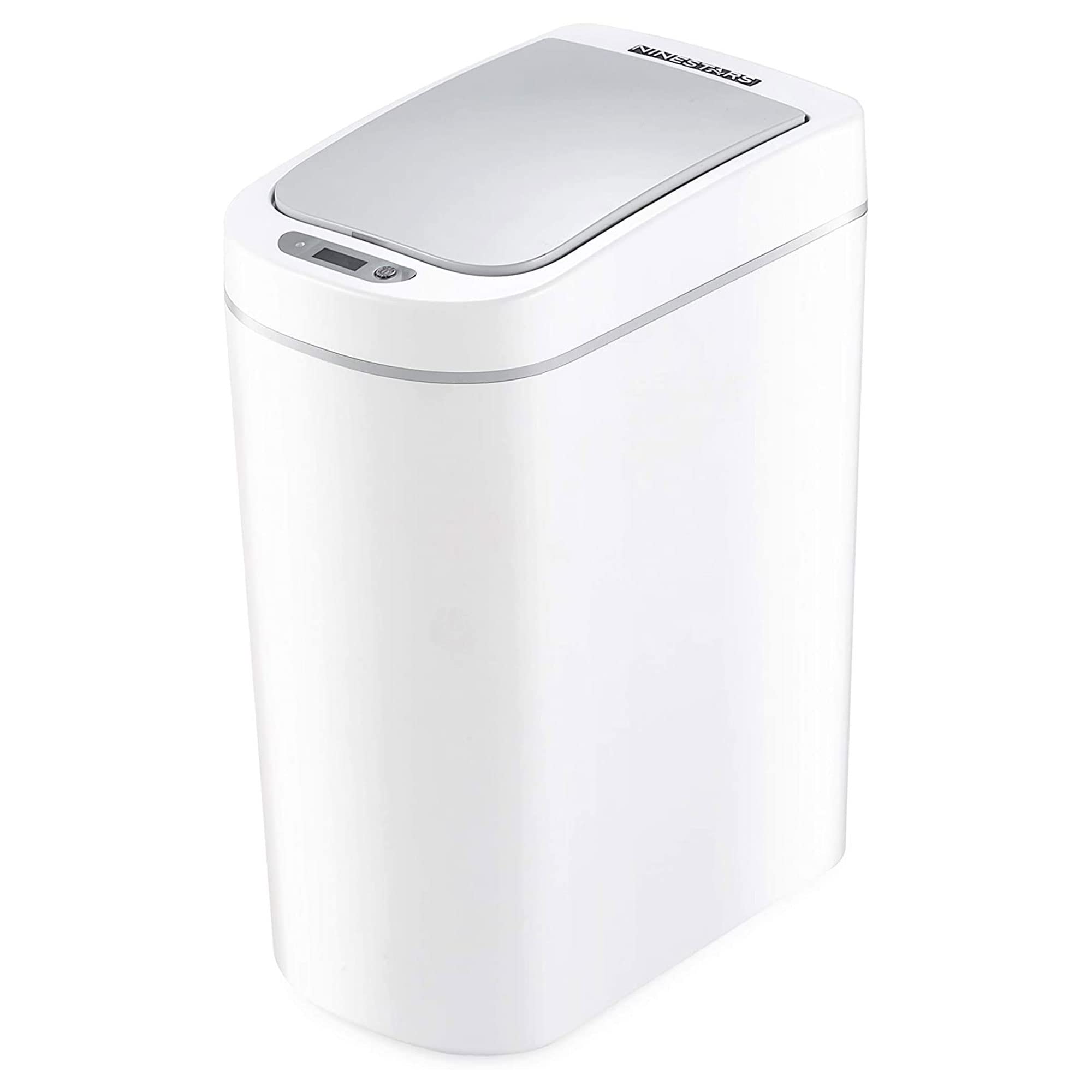 AMZ-7-2 Bathroom Automatic Infrared Motion Sensor Trash Can, 1.8 Gal 7L, ABS Plastic Trashcan (Slim, White)