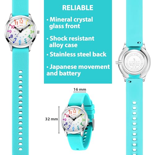 Image of Kids Analog Watch, Learning Watch for Kids 8-12, Waterproof Time Teacher Watches for Boys Ages 5-7 6-8, Easy to Read Educational Girls Watches Ages 8-12, Great Gift Boys Girls Year 4-12 Old Waterproof