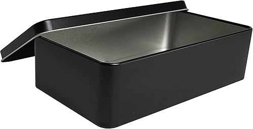Tapas de caja de lata de metal negro  Contenedores grandes, soporte para guardar llaves de automóvil, galletas, estuche de lápices, 6.8 x 5.6 x 2.8