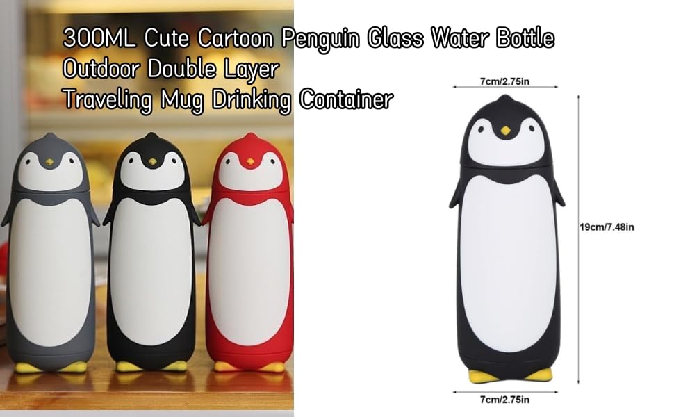 ZPSHYD Cute Penguin Glass Water Cup, 300ml Creatively Shaped Insulated Glass Water Cup, Suitable for Schools and Families - Image 4
