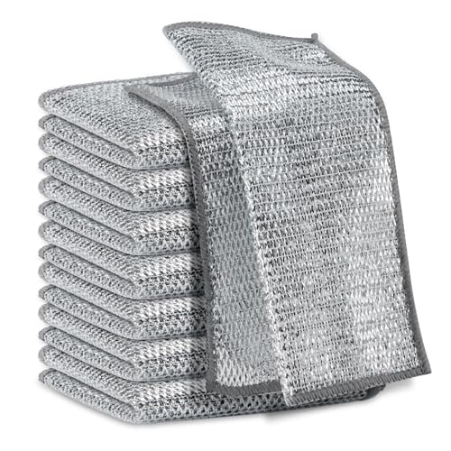 Generic Multifunctional Non-Scratch Wire Dishcloth - Steel Wire Dish Towel for Wet and Dry, Kitchen Cleaning Cloth (10)