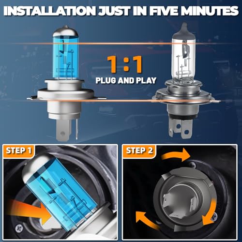 Image of Headlight Bulbs Compatible With Toyota Camry 1992-1996, 9005 + 9006 High Low Beam Halogen Light Bulb Combo, Super Bright 6000K White, Plug and Play, Pack of 4
