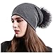 xsby Women Slouchy Beanie Knit Hat Colorful Long Baggy Skull Cap for Winter Solid Dark Grey