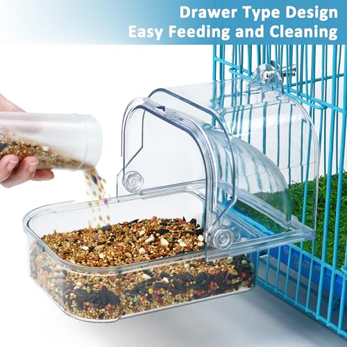 image for Nobgum Bird Bath for Cage, Clear Bird Bathtub with Hanging Hooks, Upgr