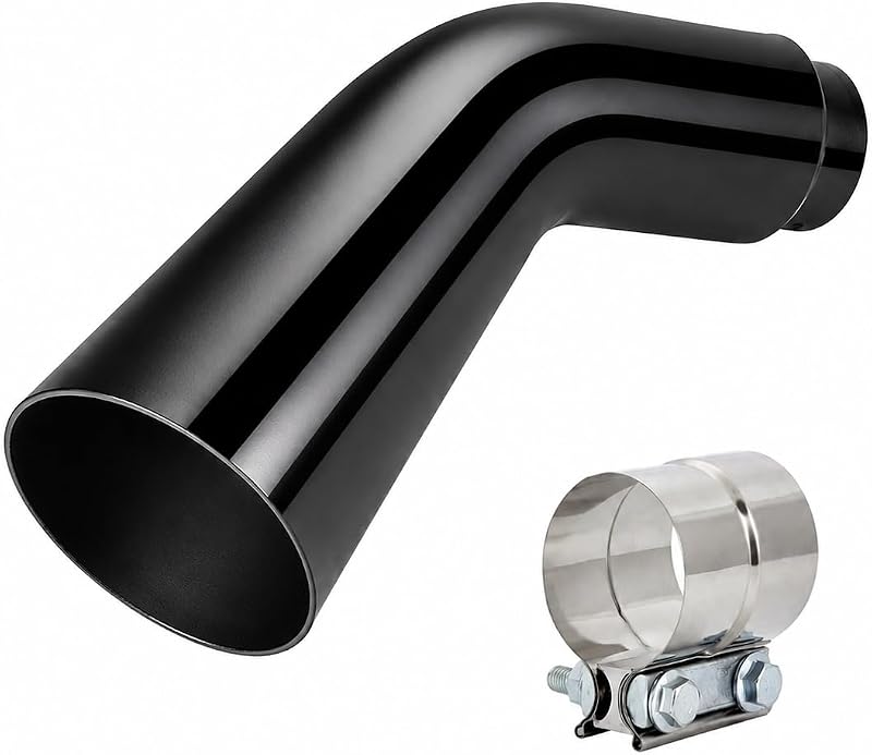 Curva de escapamento 4" para 8" FortisArc com abraçadeira, aço-liga preto – 1 unidade