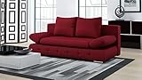 Schlafsofa in Rot, Bettkasten, 2-Sitzer Sofa mit Schlaffunktion, Microfaser-Stoff, Federkern-Polsterung | Gemütliche Couch in modernem Design