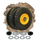 2er Set Sackkarrenrad pannensicher 260mm 3.00-4 von Tergato – bis 130kg belastbar – unplattbar inkl. Universal-Montage-Kit (Starlock & Distanzscheiben) für 65-80mm Achslänge, 20mm Bohrung,