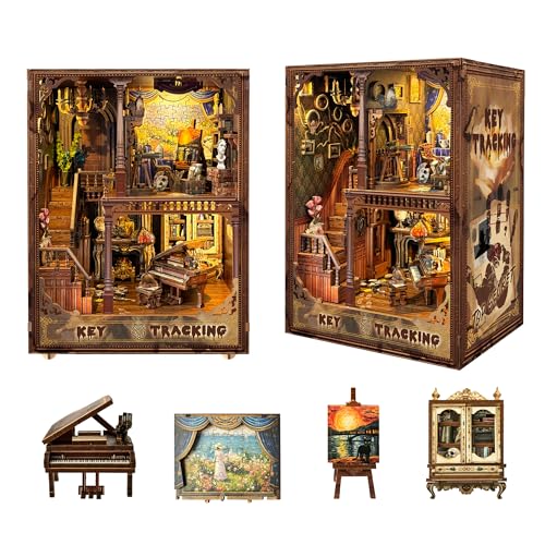Joincon Book Nook Kit-DIY Dollhouse Kit Wooden Miniature Studio with Dust Cover Bookshelf Decor 3D...