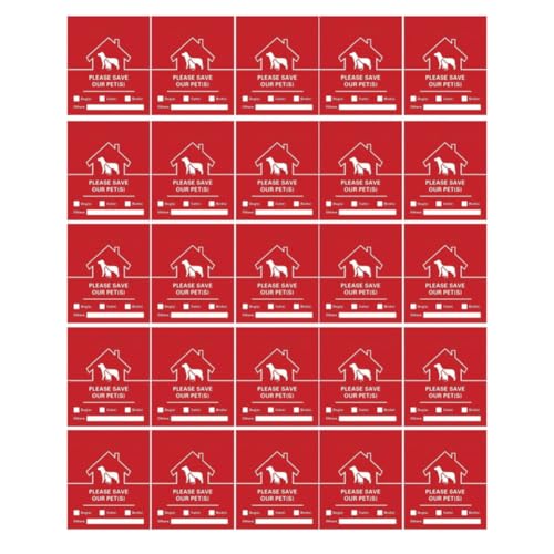 FIXOSHEE Pegatinas de Rescate de Emergencia para Mascotas Adhesivas Rojas, Altamente Visibles, 30 Hojas para Alertar en Situaciones de Emergencia en Ventanas Estilo Varios estilos