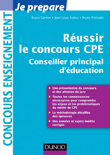 Télécharger Réussir le concours CPE (Conseiller principal d'éducation) (Concours enseignement) Livre PDF Gratuit