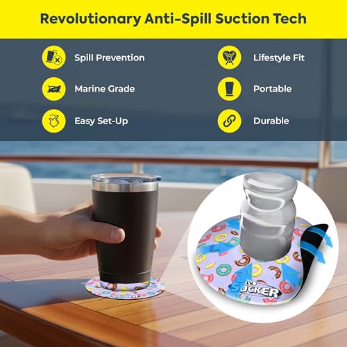 Image of Lil Sucker Suction Cup Holder - Universal Drink Holder for Paddle Board, Kayak, ATV & Boat - Clip-On Coffee Anti-Spill - Donut Pack of 2
