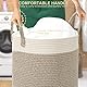LA BONHEUR Wäschekorb Geflochten Laundry Basket Groß Wäschesammler Wäschesortierer kinderzimmer Wäschetonne Aufbewahrung Spielzeug Aufbewahrungskorb Baumwolle（mit Henkel Faltbar）35cm*40cm