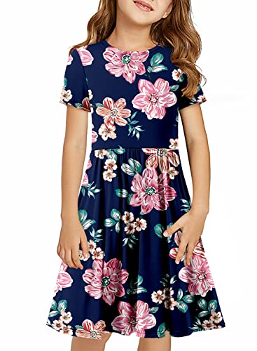 Storeofbaby Floral Short Sleeve Dress For Girls Cute Beach Skater Dresses, 6-7 Years #TOP11