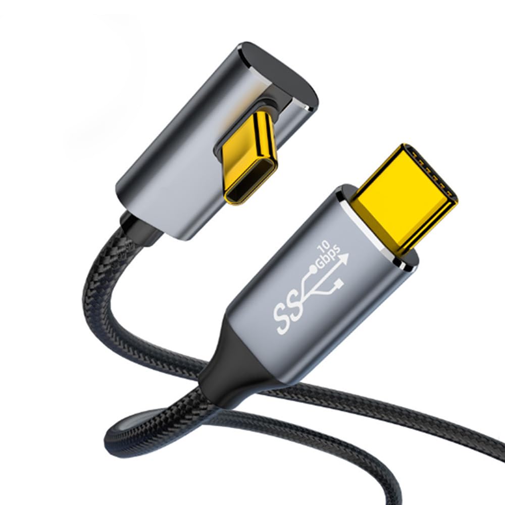 Type-C ケーブル L字 1M PD 100W急速充電 【USB 3.2 Gen2 / 10Gbpsデータ転送 / 4K映像出力】 USB-C to USB-C 高耐久ナイロン編み ケーブル MacBook/Surface/Galaxy/Pixel/Xperia/AQUOS対応