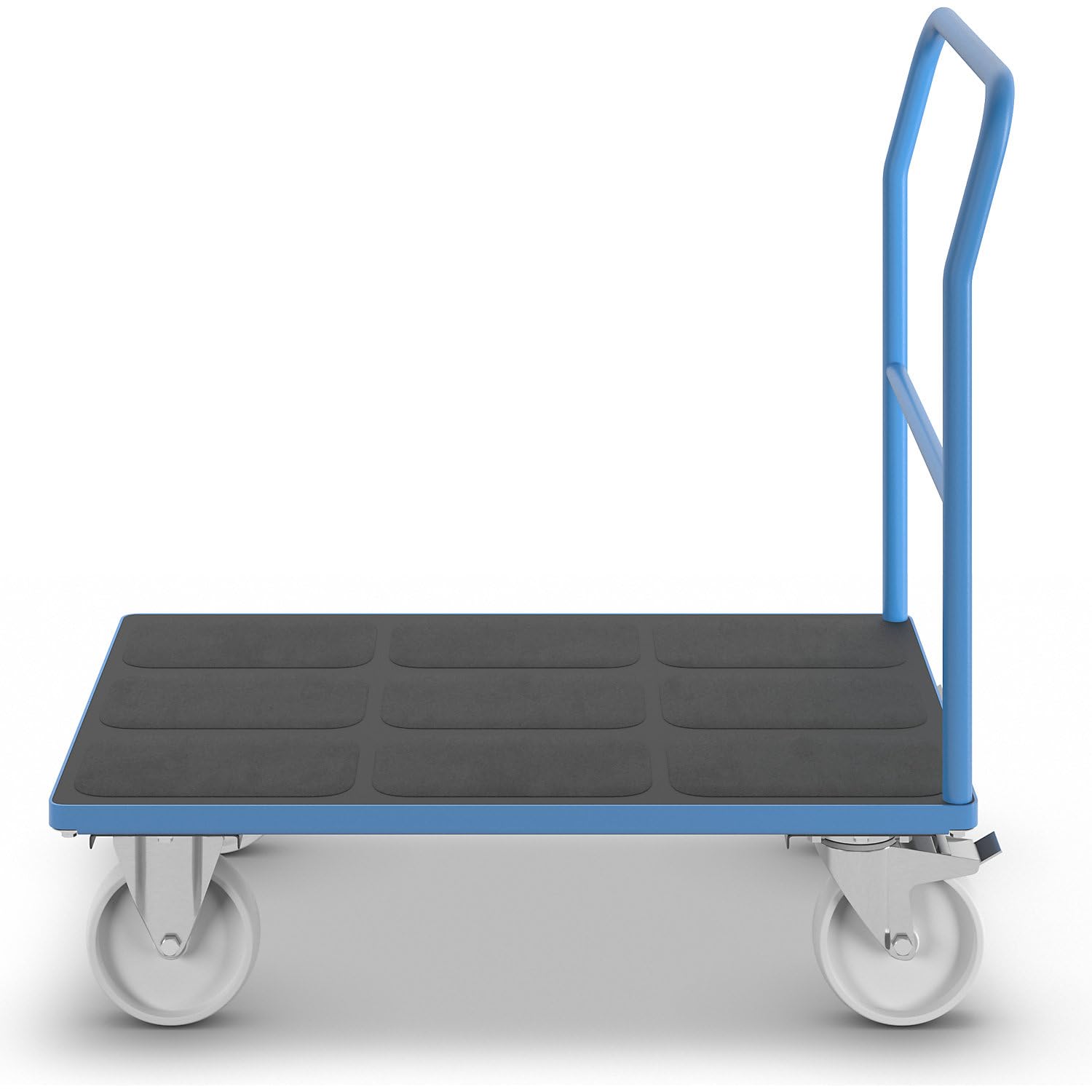 eurokraft | Plattformwagen | Rohrschiebebügel | Polyamidreifen | LxB 1050 x 700 mm | lichtBlau