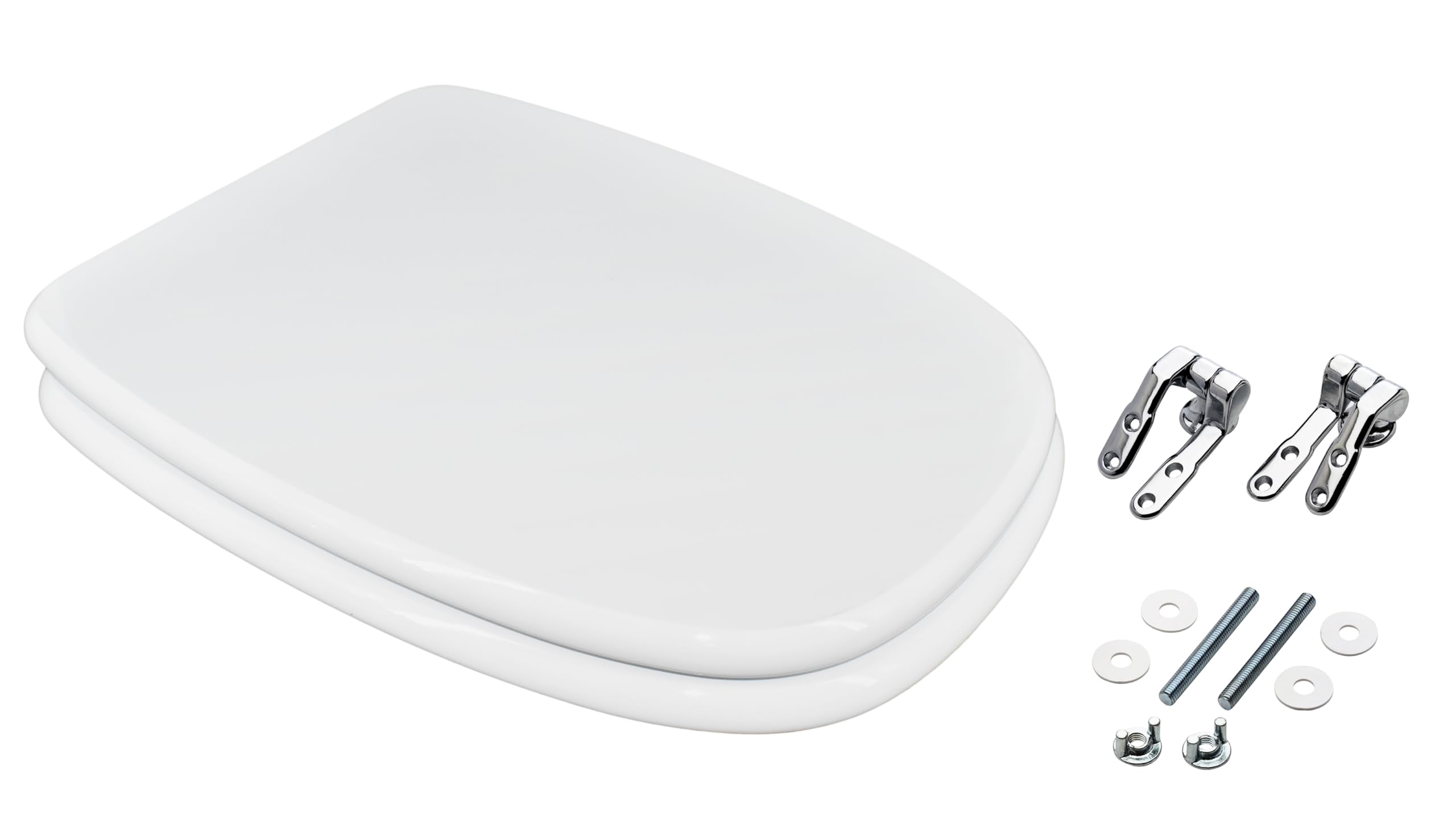 Copriwater in MDF, serie Square della Pozzi Ginori, Bianco con cerniere in ottone cromato.