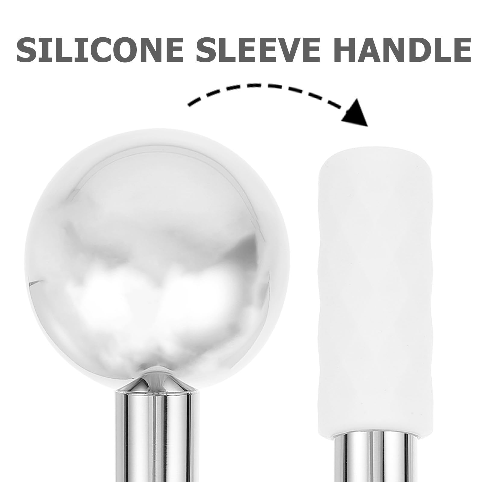 Toyvian 2 Piezas Rodillo de Masaje Facial Globos de Hielo para Tratamientos Faciales, Acero Inoxidable y Silicona, Fácil de Agarrar y Alivia la Fatiga Muscular