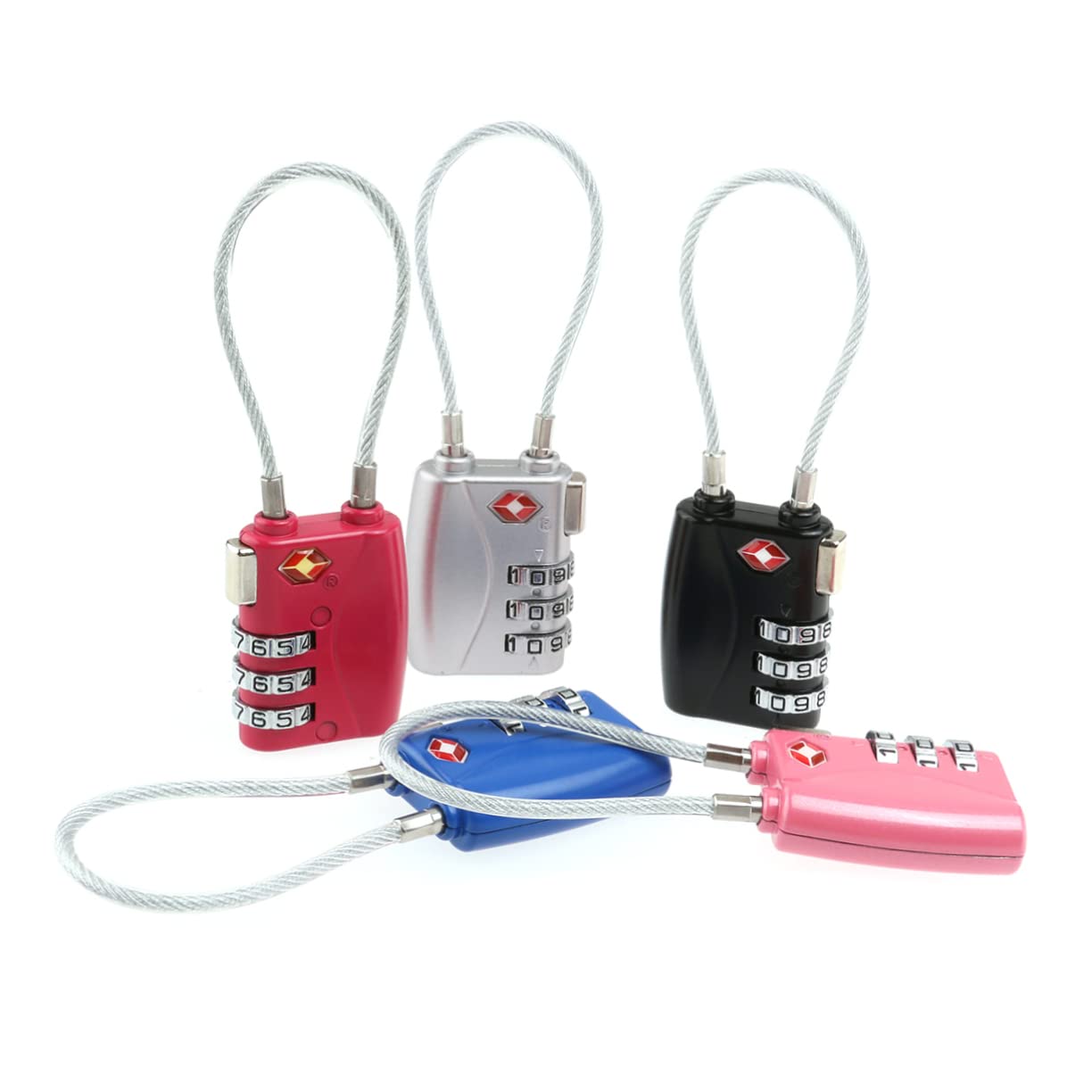OSALADI 6 piezas Candado Tsa Aprobado para Equipaje Combinación de Dígitos Candados de Seguridad Zinc Duradero Colores Negro y Azul para Maletas y Mochilas