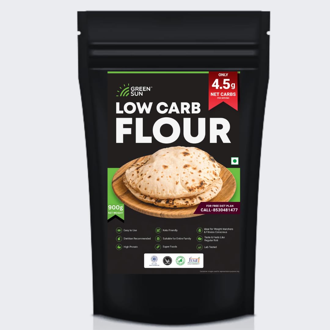 Green Sun Low Carb Flour | 900g | Only 4.5 g Net Carbs Per Roti | Tasty & Easy to Make | Keto Friendly | Healthy Atta| High Fiber | High Protein | Super Foods | Dietitian Recommended |Family Atta-image-21