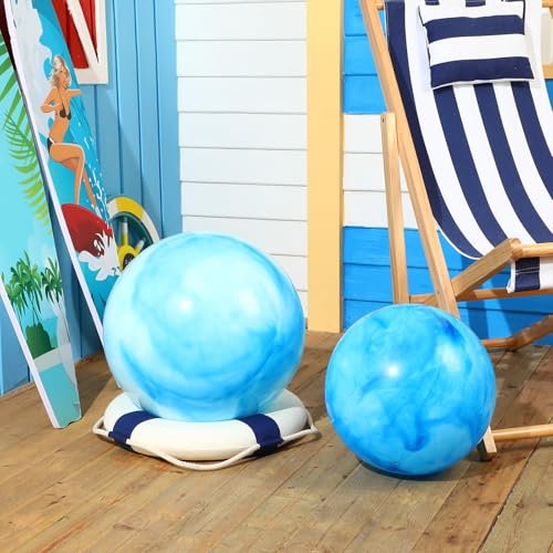 Vertintong 20 Pcs 18 Inch Marbleized Bouncy Balls PVC Inflatable Large Ball with Hand Air Pump and 2 Pin Needles Bouncing Beach Balloons for Swimming Pool Park Water Playground, Adult Size