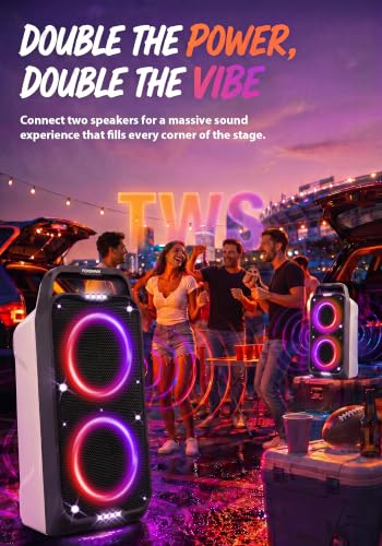Image of Foxdawn Portable Bluetooth Speaker: 240W Peak Powerful Loud Sound Deep Bass Wireless Boombox Large Subwoofer 15 Hours Battery Life Fast Charging with Led Light Show for Party Outdoor Camping Backyard