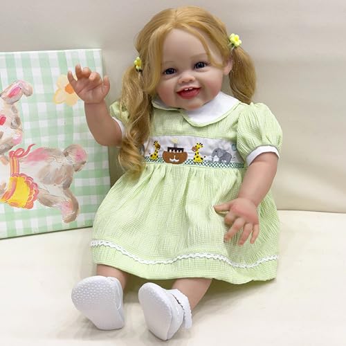 YIHANGG 60cm Reborn Baby Puppe Kleinkind Wurzeliges Blondes Haar Lebensecht Mädchen Prinzessin Puppe 3D-Malerei mit Sichtbaren Adern Geschenk Sammlungen – Bild 7