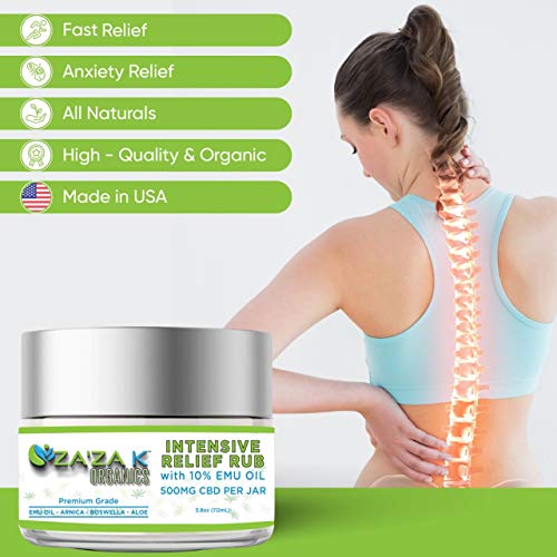 ZA'ZA K ORGANICS Hemp Cream 500 MG Max Strength – 100% Natural Hemp Oil Extract, Emu Oil, Arnica, for Knee, Joints, and… - Image 3