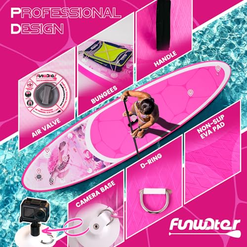Image of FunWater 11' /10'6 inch Inflatable Stand Up Paddle Board with Premium SUP Paddleboard Accessories, Wide Stable Anti-Slip EVA Deck,Paddle Boards for Adults & Youth of All Skill Levels