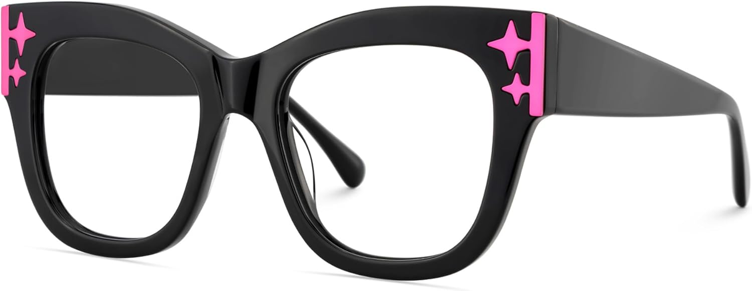 Zeelool Oversized Square Blue Light Glasses Acetate Frame for Women with Star ZJGA151789 Minfia - Image 8