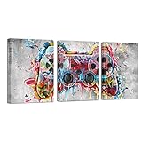 AtGoWac Gamer Wall Art Video Gamepad Painting Gaming Poster Framed Prints Game Room Playroom Gamer D