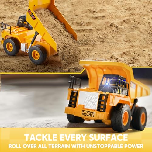 JOYIN Ferngesteuerter LKW Muldenkipper, 2,4 GHz RC Kipplaster Traktor Bagger Spielzeug mit Licht und Sound… – Ansicht 6