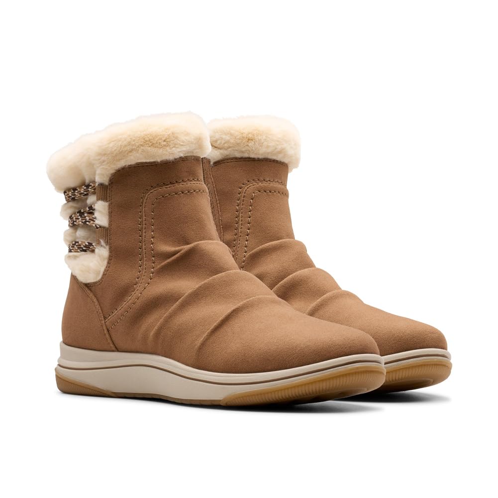 Clarks CloudSteppers Womens Breeze Cozy Ankle Boot Dark Sand 7 M US