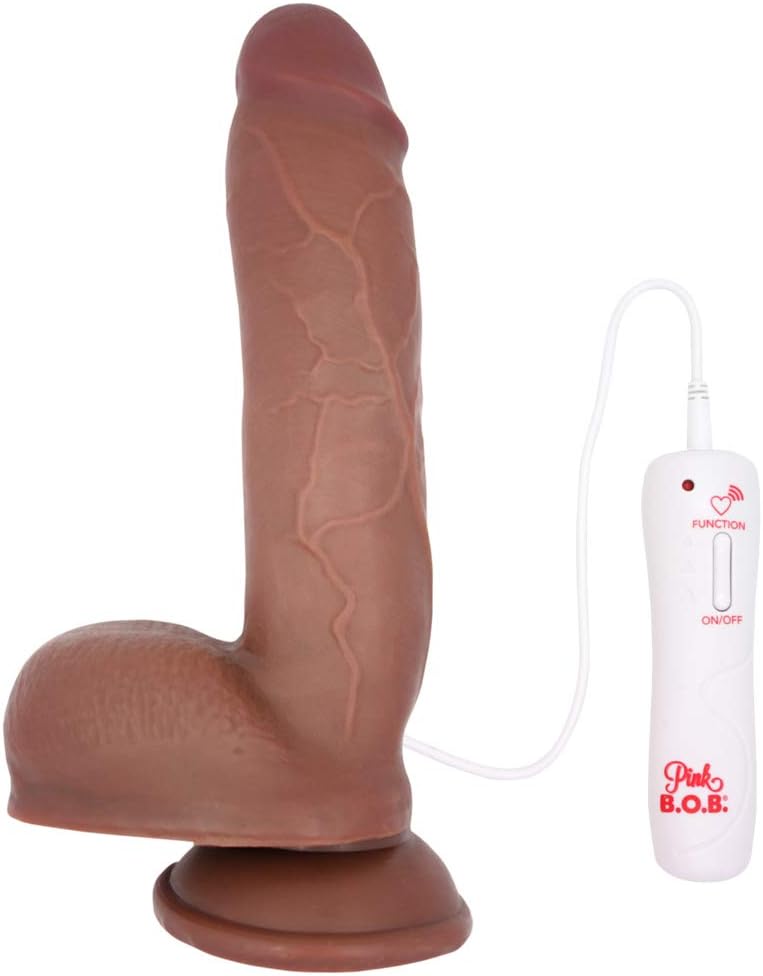 Vibrating Realistic Suction Cup Dildo - Thick Veined Shaft 10 Functions of Vibration Adult Sex Toy - G Spot and Vaginal Stimulator for Powerful Orgasms - Brown