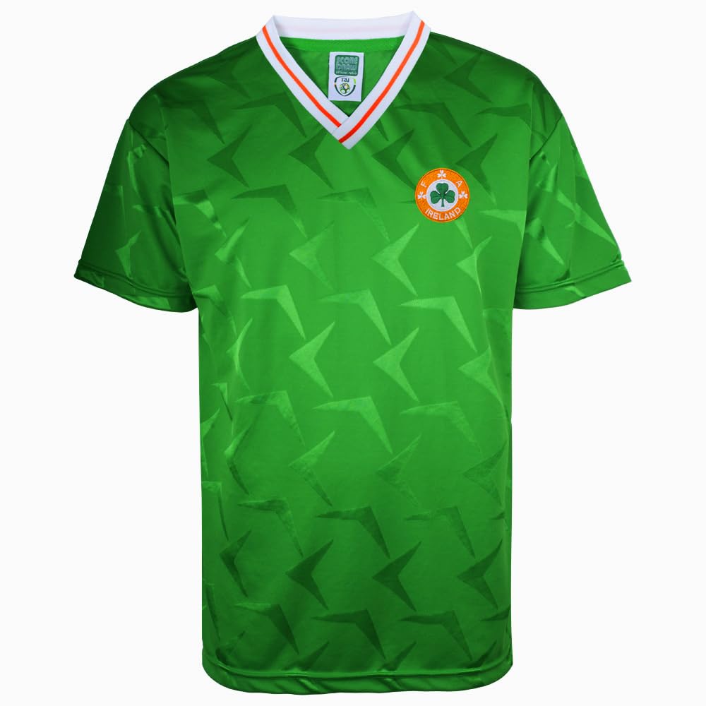 Score Draw Ireland 1990 Retro Shirt Green Small Polyester