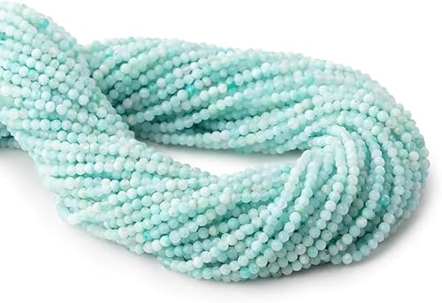 Miniatura 2 de Cuentas facetadas de piedras preciosas de amazonita de 3 hebras, piedras preciosas naturalesgenuinas microfacetadas, fabricación de joyas, 12