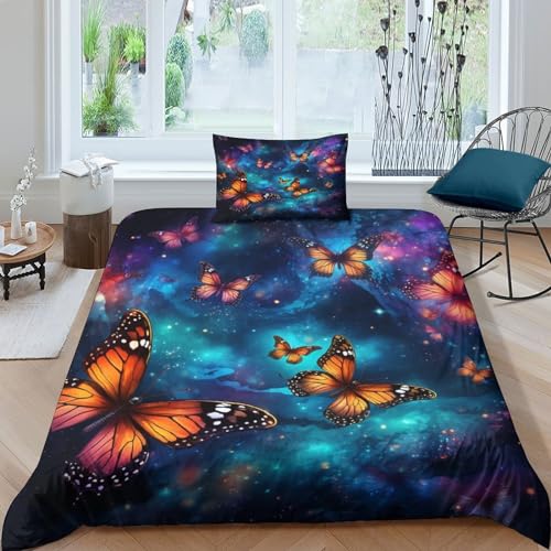 Housse de couette 135x200 papillon de nuit parure de lit microfibre E