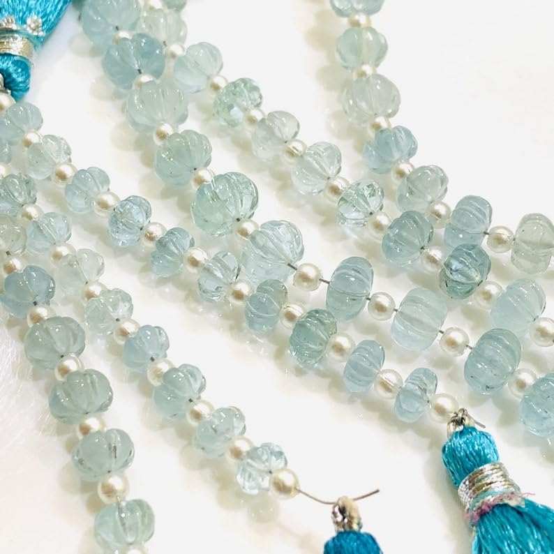 Perles aigue-marine melon facettées en pierre véritable de haute qualité