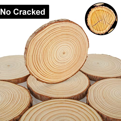 CYEAH 10 Pcs Wood Slices, 5.5-6.5 Inch Unfinished Natural Wood Slice Wooden Rounds for Crafts, Solid Wood Slices with Bark, Wood Centerpieces for Tables, Weddings, DIY Projects Or Decoration
