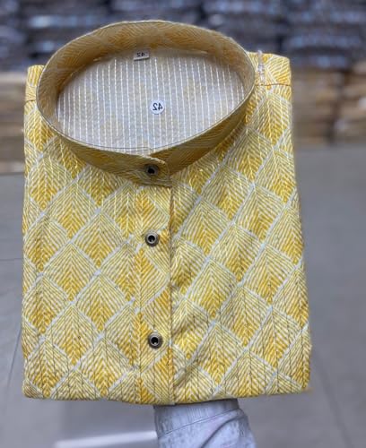 Image of FOXDX Men's Traditional Cotton Floral Printed Only Kurta