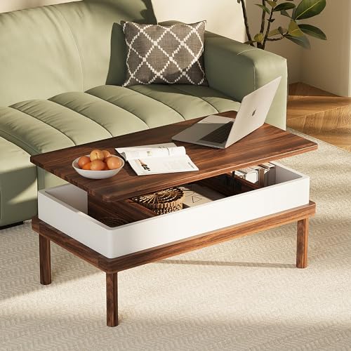 Meilocar Wood Coffee Table, Lift Top Coffee Table with Storage, Modern Coffee Table for Living Room Reception Room, 39.4in L, Walnut