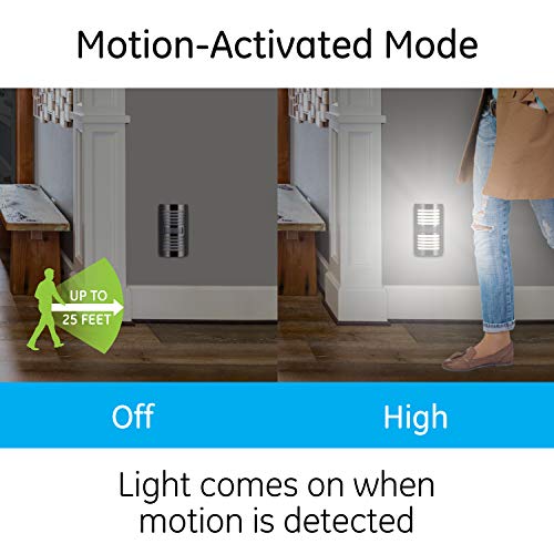 Ge Enbrighten Led Motion Sensor Night Light, Motion-Select 25Ft Detection, Plug-In, 40 Lumens, Dusk-To-Dawn, Ideal Nightlight For Bedroom, Bathroom, 37299, Brushed Nickel Louver, 1 Pack #TOP1