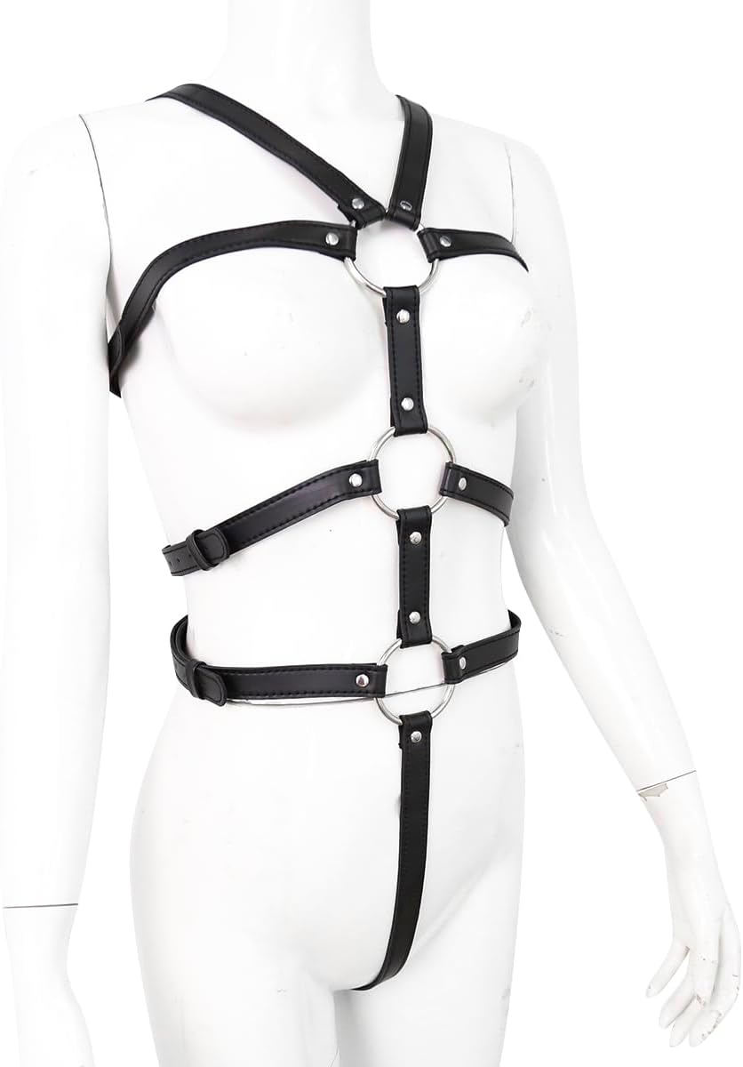 Women's Punk Harness Belt Costume Body Chest for Women PU Leather Body Harness Gothic Adjustable Buckle Clothes Outfits Valentine's Day Nightclub Cosplay Clubwear