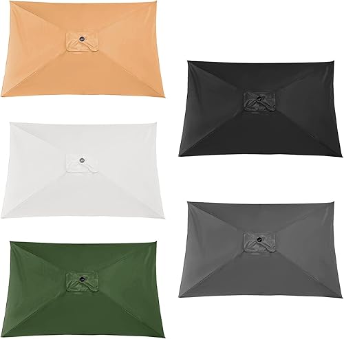 Miniatura 4 de Toldo rectangular de repuesto para sombrilla con 6 varillas, resistente a la decoloración, tela de poliéster resistente, cubierta de toldo para
