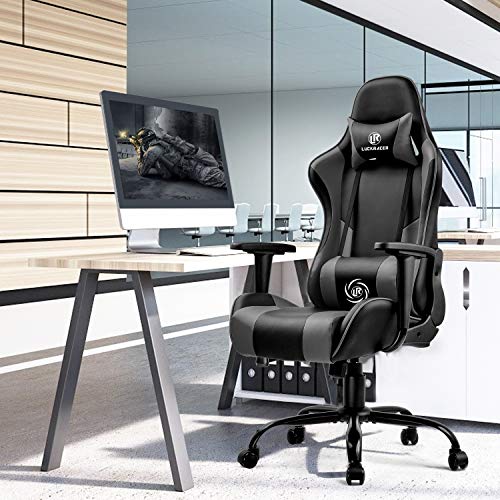 LUCKRACER-Silla-Gaming-Escritorio-Oficina-Gamer-Ergonomico-Respaldo-Reclinable-Giratoria-Ordenador-Gris