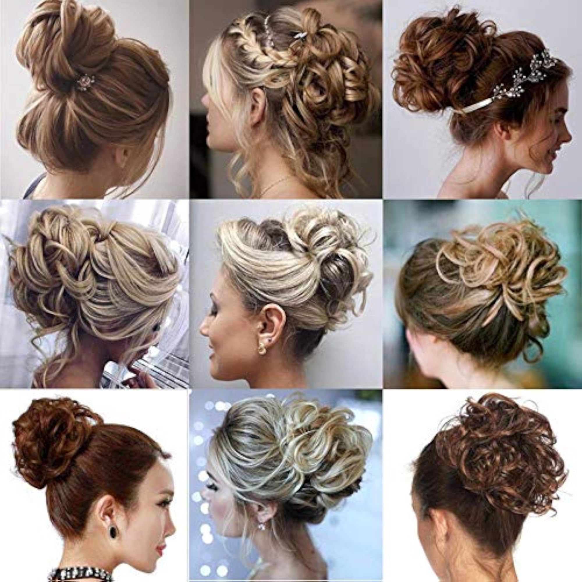 Women's Long Frill Hair Bun Extensions, Natural Brown