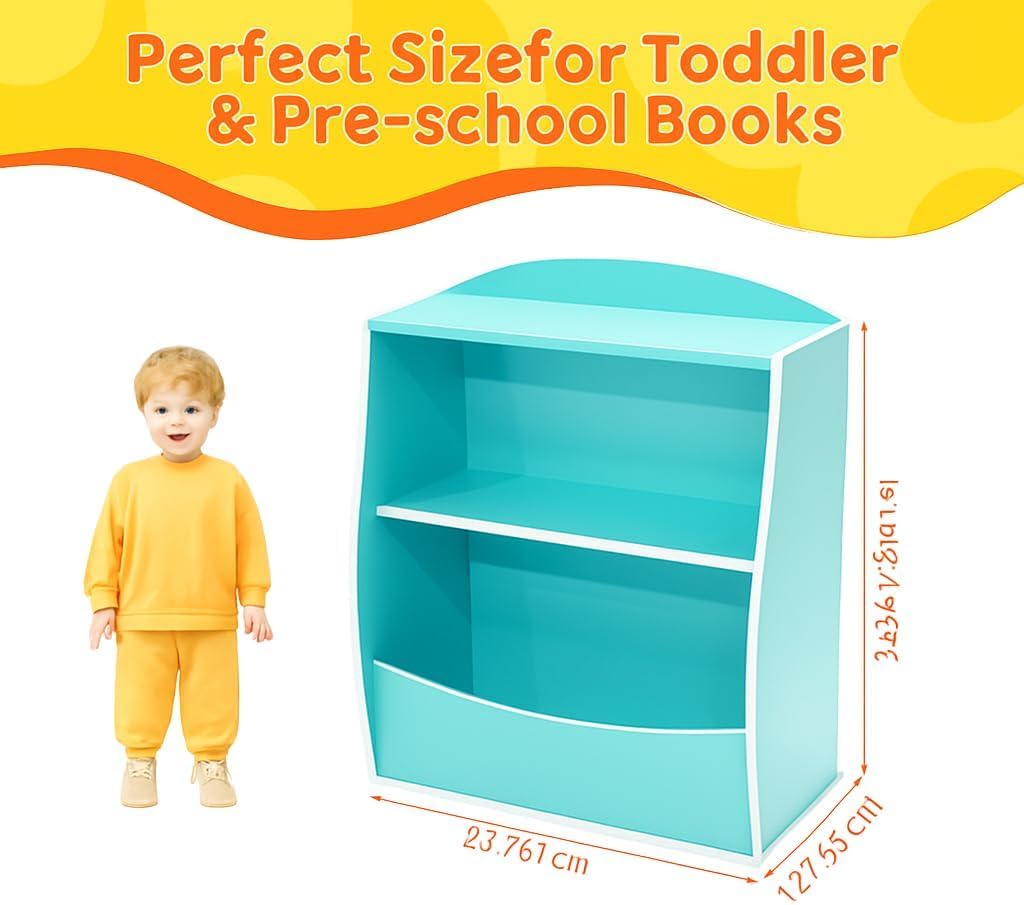Takywep Kids Bookshelf, Toy Storage Organizer, Children's Toy Shelf, Toy Storage Cabinet, Fit for Children's Room, Playroom, Hallway, Kindergarten,Blue