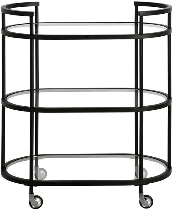 Henn&Hart 30 Wide Oval Bar Cart in Blackened Bronze, Bar Carts for the Home