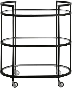Henn&Hart 30 Wide Oval Bar Cart in Blackened Bronze, Bar Carts for the Home