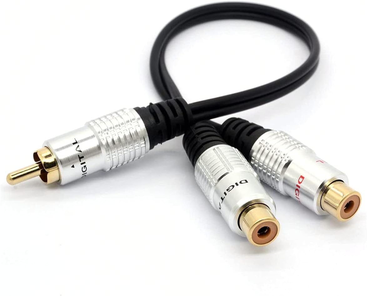 RCA Male to 2 Phono Female Y Splitter Cable Adapter Cord, 0.3 Metre
