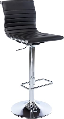 Kmax Taburetes de bar de metal, sillas giratorias negras de altura ajustable, taburete de cuero PU sin brazos para cocina, oficina, club